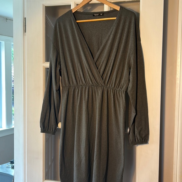 0XL (ptp 19) gray long sleeved t shirt dress - Picture 2 of 4